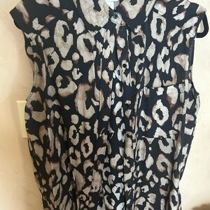 H&M Black and Brown Leopard Print Button Down Shirt